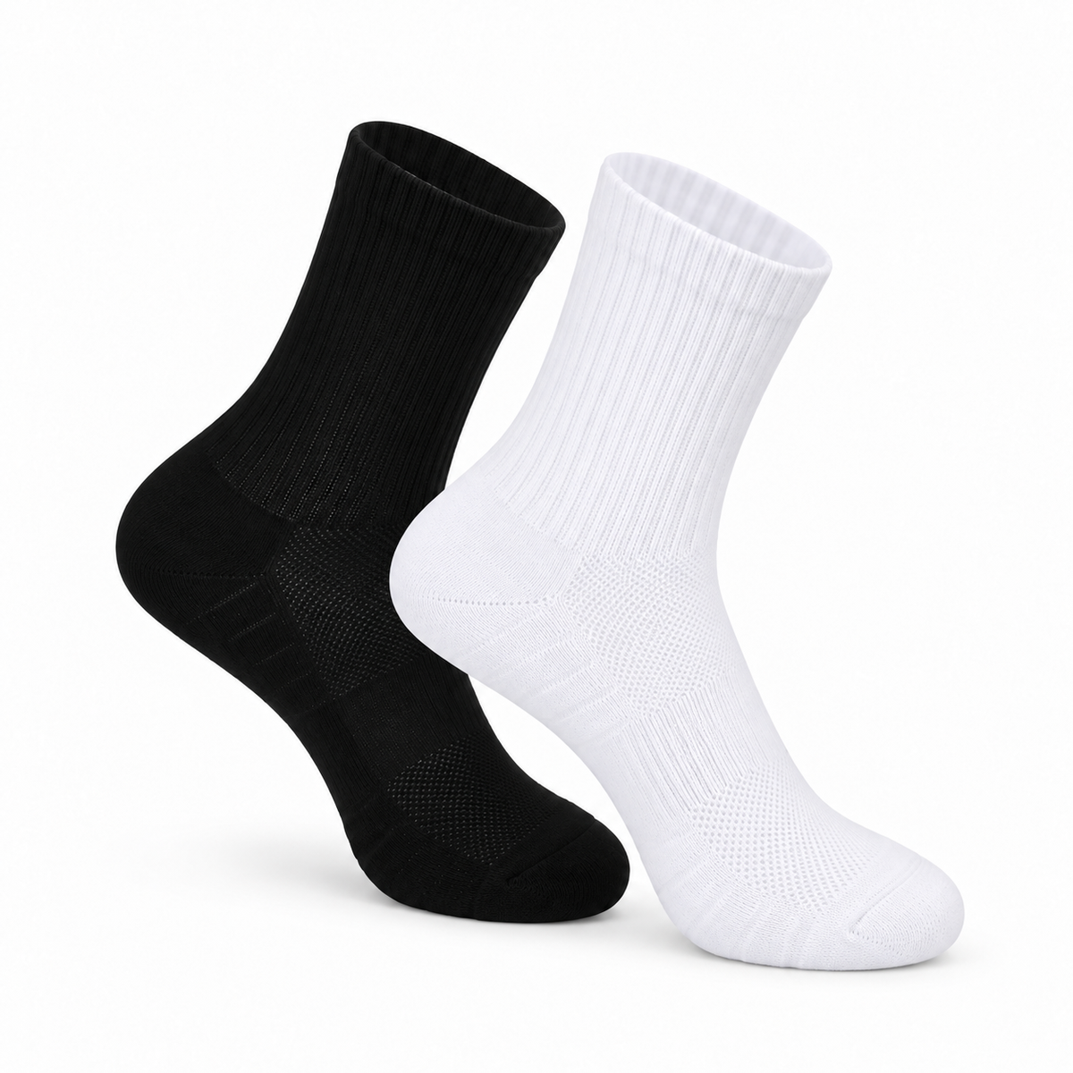 Men's Cushioned Crew Socks — white and black collection